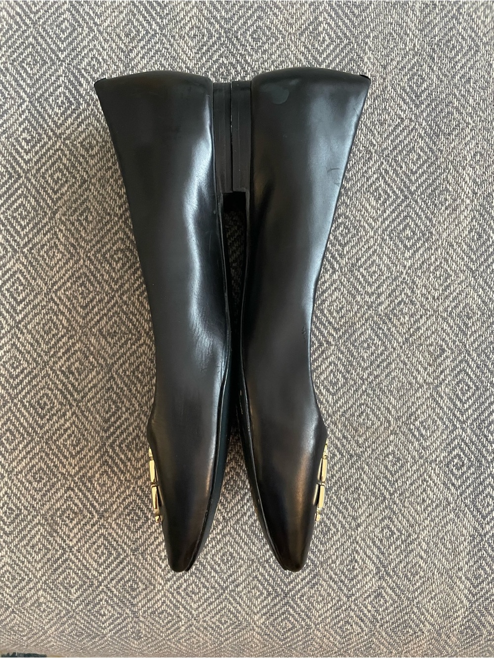 EUC Tory Burch Women's Black Leather Logo Ballet Flats W 7.5 - Picture 5 of 5